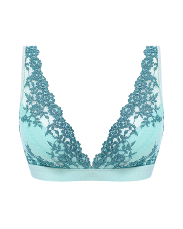 Wacoal 852191 Eggshell Blue/Brittany Blue Embrace Lace Wire Free Bralette Myselflingerie.com